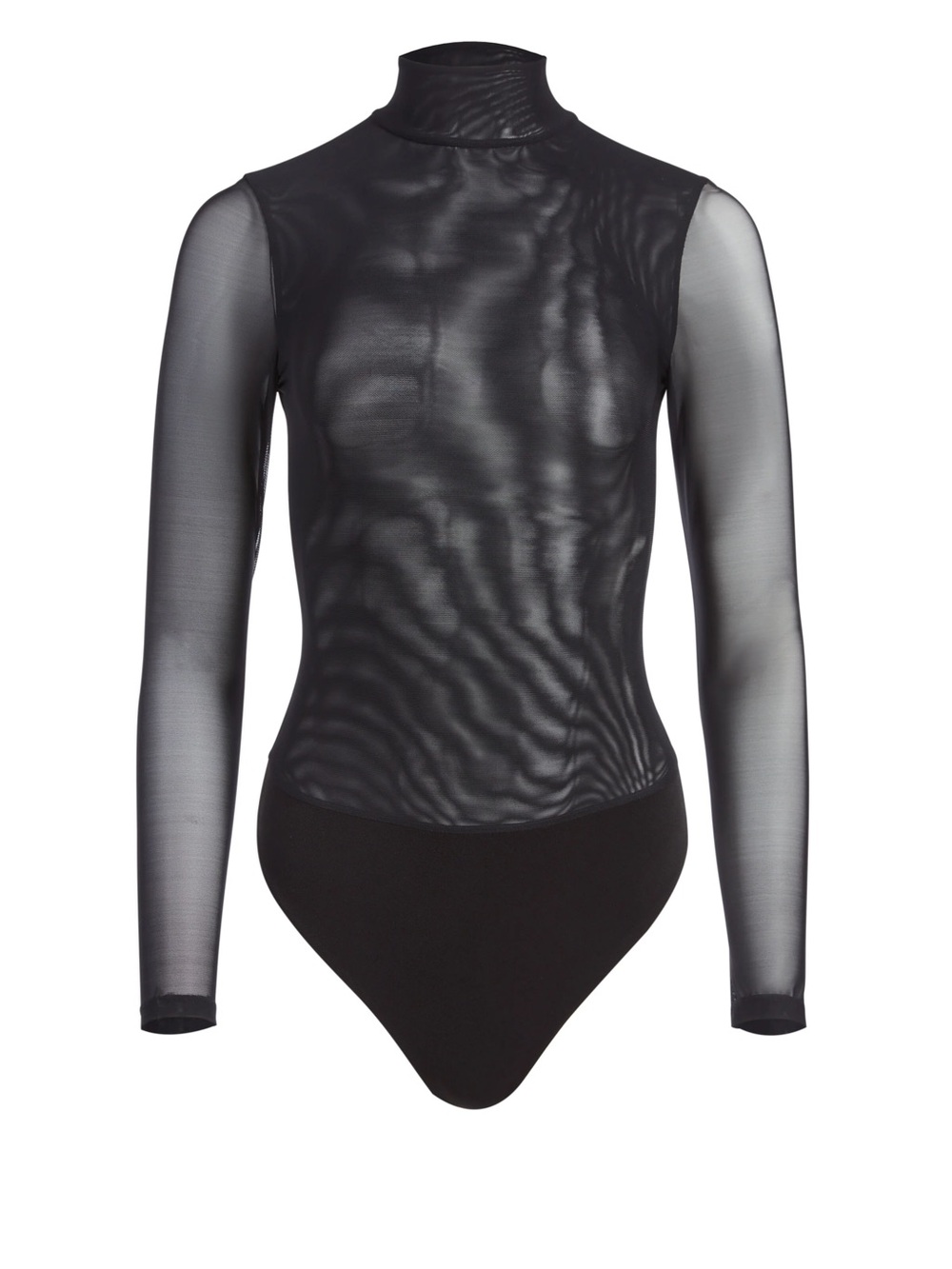 Alice + Olivia Clarinda Black Mesh Long Sleeve Bodysuit size Medium